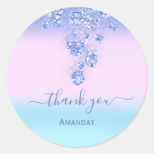 Roze Glitter Bruiloft Feest Sweet16th Dank U Paste Ronde Sticker