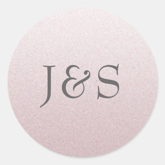 Roze glitter bruiloft gepersonaliseerde initiaal s ronde sticker (Voorkant)