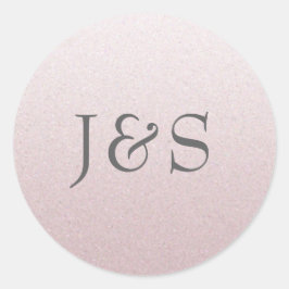Roze glitter bruiloft gepersonaliseerde initiaal s ronde sticker