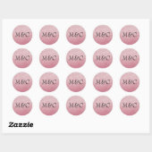 Roze glitter bruiloft gepersonaliseerde initiaal s ronde sticker (Vel)