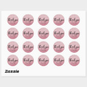 Roze glitter bruiloft gepersonaliseerde naam stick ronde sticker (Vel)