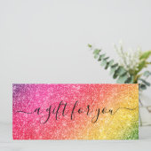 Roze Glitter Business Cadeaubon (Staand voorkant)