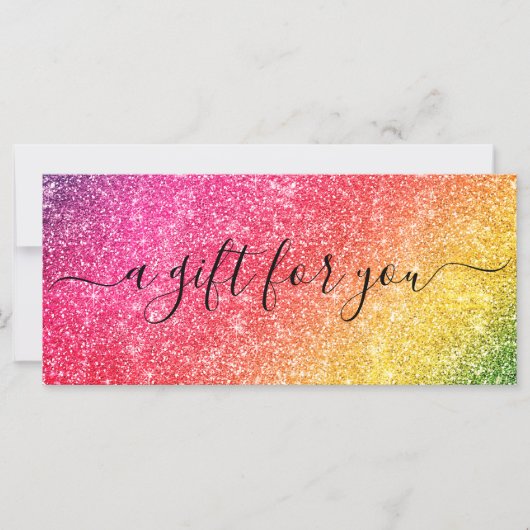 Roze Glitter Business Cadeaubon (Voorkant)