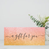 Roze Glitter Business Cadeaubon (Staand voorkant)