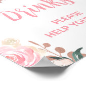 Roze Glitter Butterfly Drink Verjaardagsfeest Teke Poster (Hoek)