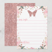 Roze Glitter Butterfly Time Capsule Kaart (Voorkant / Achterkant)