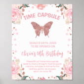 Roze Glitter Butterfly Time Capsule Sign Poster (Voorkant)