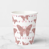 Roze glitter Butterfly Verjaardag Papier Cup Papieren Bekers (Links)