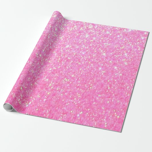  roze glitter cadeaupapier (Uitgerold)