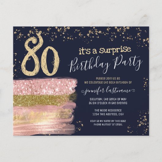 Roze glitter Cake Surprise Birthday Paper (Voorkant)