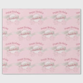 Roze Glitter Carriage Fairy Tale Aangepaste naam Cadeaupapier (Vlak)