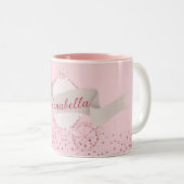 Roze Glitter Carriage Fairy Tale Aangepaste naam Tweekleurige Koffiemok (Voorkant rechts)