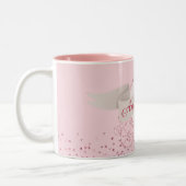 Roze Glitter Carriage Fairy Tale Aangepaste naam Tweekleurige Koffiemok (Links)