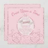 Roze Glitter Carriage Fairy Tale Baby shower Kaart (Voorkant / Achterkant)