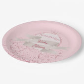 Roze Glitter Carriage Fairy Tale Baby shower Papieren Bordje (Gekanteld)