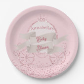 Roze Glitter Carriage Fairy Tale Baby shower Papieren Bordje (Voorkant)
