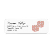 Roze Glitter Casino Dobbelstenen Etiket (Voorkant)