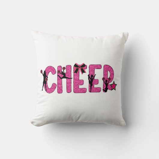 Roze Glitter Cheerleader Cheer Kussen (Voorkant)