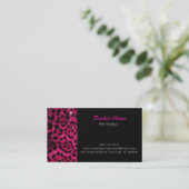 Roze Glitter Cheetah Print Pet Groomer Visitekaartje (Staand voorkant)
