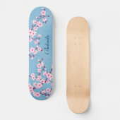 Roze Glitter Cherry Blossom Monogram Girly Persoonlijk Skateboard (Voorkant)