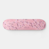 Roze Glitter Cherry Blossom Monogram Persoonlijk Skateboard (Horizontaal)