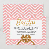 Roze Glitter Chevron Bruids Douche Uitnodiging (Voorkant / Achterkant)