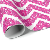 Roze Glitter Chevron Cadeaupapier (Rol Hoek)