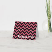 Roze Glitter Chevron Folded Hartelijk dank Bedankkaart (Voorkant)