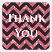 Roze Glitter Chevron Hartelijk dank, Stickers (Voorkant)