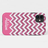 Roze Glitter Chevron Name BLING Hoesje (Achterkant (horizontaal))