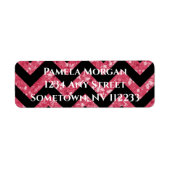 Roze Glitter Chevron Return-label Etiket (Voorkant)