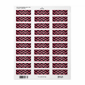 Roze Glitter Chevron Return-label Etiket (Full Sheet)