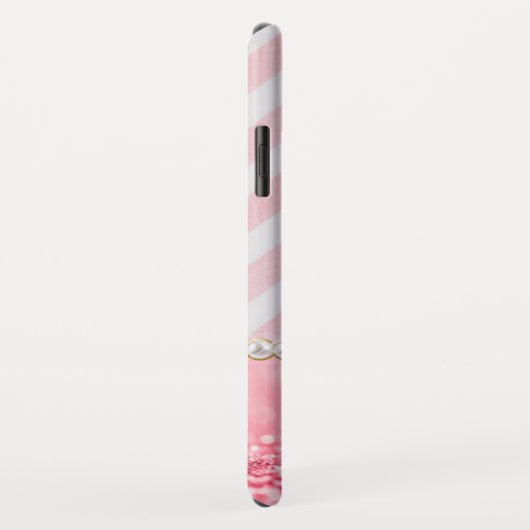 Roze glitter, Chevron Stripe gepersonaliseerd Case-Mate iPhone Case (Achterkant/rechts)
