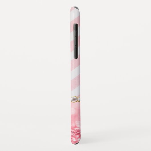 Roze glitter, Chevron Stripe gepersonaliseerd Case-Mate iPhone Case (Achterkant/links)