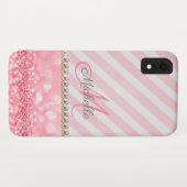 Roze glitter, Chevron Stripe gepersonaliseerd Case-Mate iPhone Case (Achterkant (horizontaal))