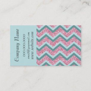 Roze Glitter Chevron ZigZag Pattern Visitekaartje
