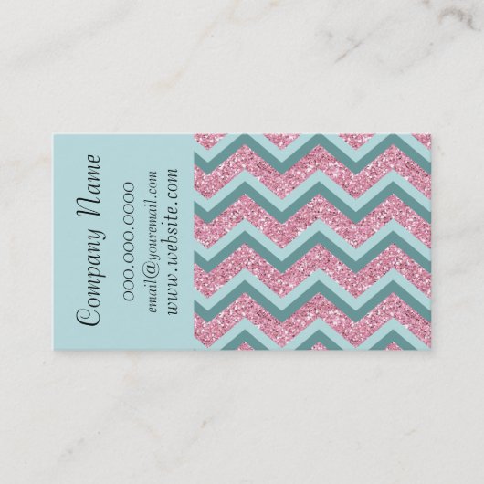 Roze Glitter Chevron ZigZag Pattern Visitekaartje (Voorkant)