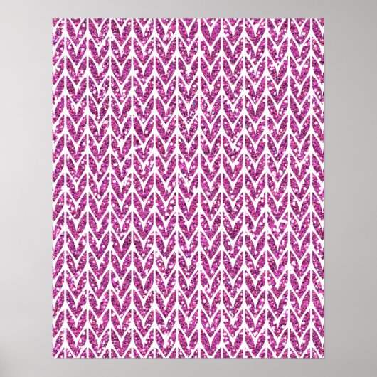 Roze Glitter Chevrons Knit Pattern Print (Voorkant)