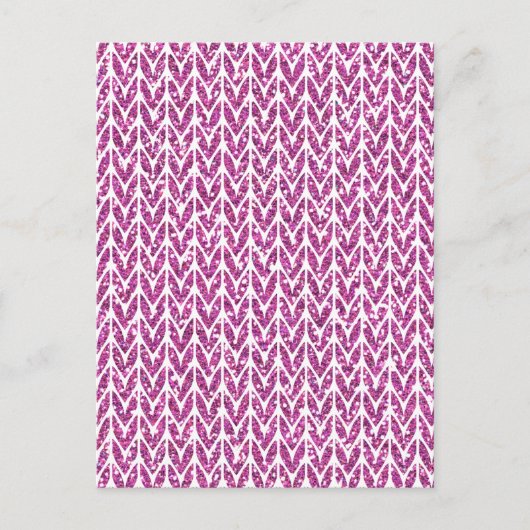 Roze Glitter Chevrons Knit Pattern Print Briefkaart (Voorkant)