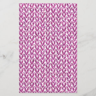 Roze Glitter Chevrons Knit Pattern Print Briefpapier