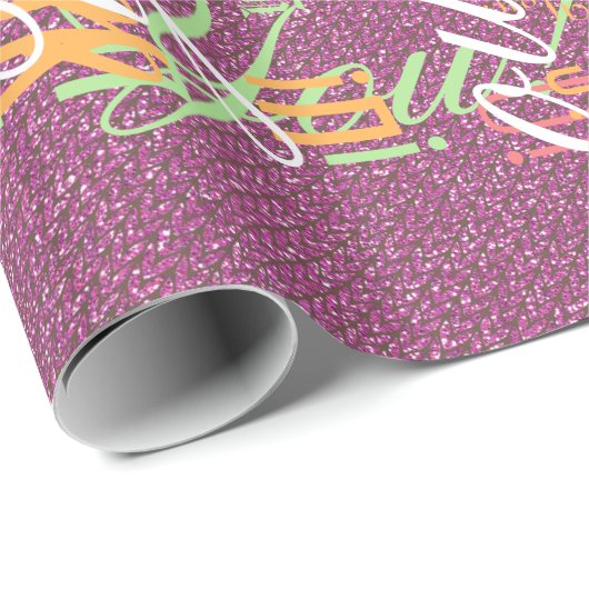 Roze Glitter Chevrons Knit Pattern Print Cadeaupapier (Rol Hoek)