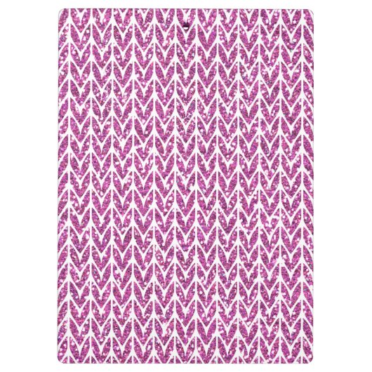 Roze Glitter Chevrons Knit Pattern Print Klembord (Achterkant)