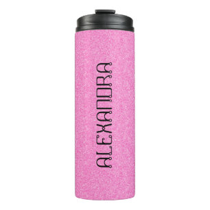 Roze Glitter Chic Pattern Mame Gepersonaliseerd Thermosbeker