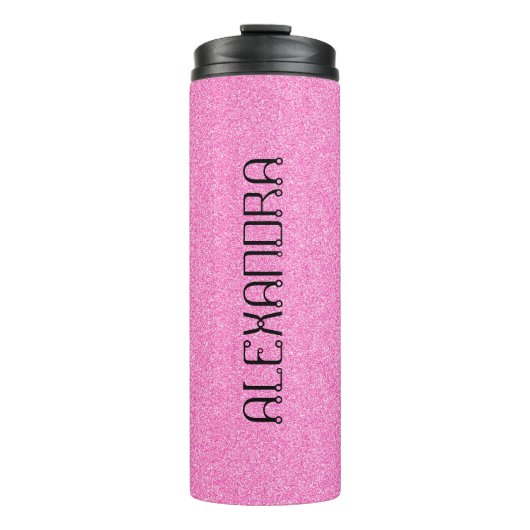 Roze Glitter Chic Pattern Mame Gepersonaliseerd Thermosbeker (Voorkant)