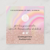 roze glitter chic rainbow marmer pastel dank u vierkante visitekaartje (Achterkant)