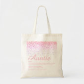 Roze Glitter Chic Script tante Definition Tote Bag (Voorkant)