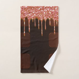 Roze Glitter Chocolade Drip Suiker Snoepjes Meisje Bad Handdoek