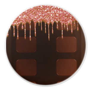 Roze Glitter Chocolade Drip Suiker Snoepjes Meisje Keramische Knop