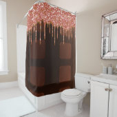 Roze glitter Chocolate Drip Sugar Sweets Girly Douchegordijn (In situ)
