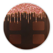 Roze glitter Chocolate Drip Sugar Sweets Girly Keramische Knop (Voorkant)